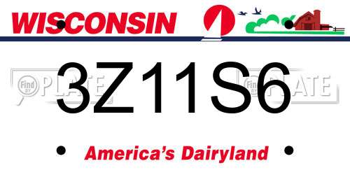 3Z11S6 Wisconsin License Plate