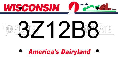 3Z12B8 Wisconsin License Plate