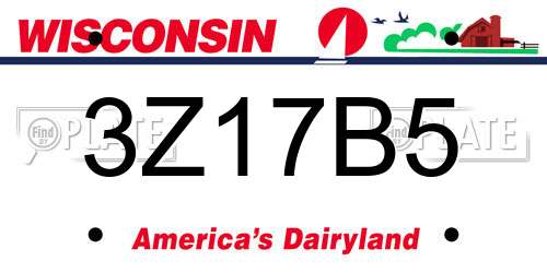 3Z17B5 Wisconsin License Plate