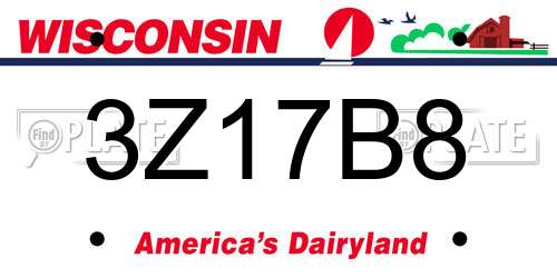 3Z17B8 Wisconsin License Plate