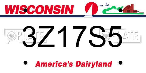 3Z17S5 Wisconsin License Plate