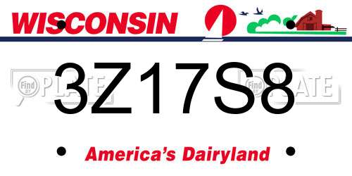 3Z17S8 Wisconsin License Plate
