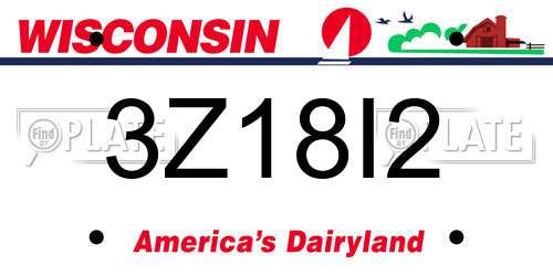 3Z18I2 Wisconsin License Plate