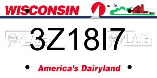 3Z18I7 Wisconsin License Plate
