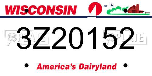 3Z20152 Wisconsin License Plate