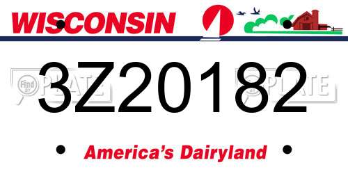 3Z20182 Wisconsin License Plate