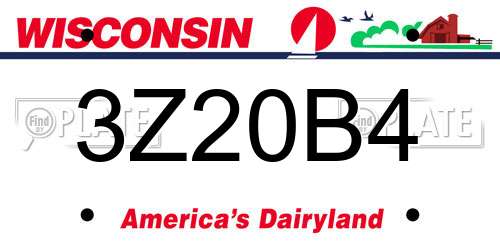 3Z20B4 Wisconsin License Plate