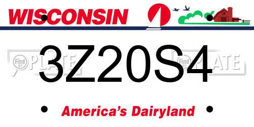 3Z20S4 Wisconsin License Plate