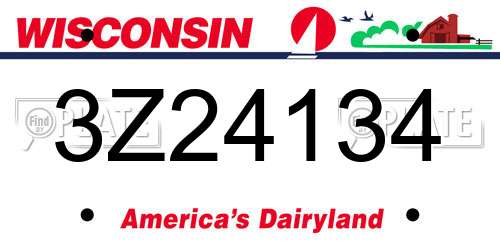 3Z24134 Wisconsin License Plate