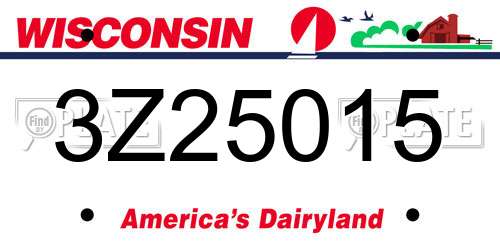 3Z25015 Wisconsin License Plate