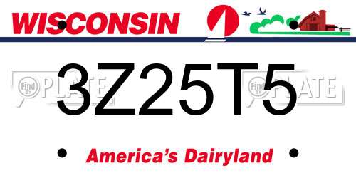 3Z25T5 Wisconsin License Plate