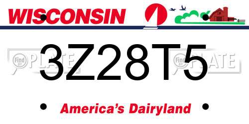 3Z28T5 Wisconsin License Plate