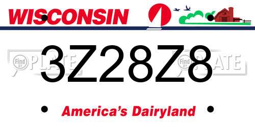 3Z28Z8 Wisconsin License Plate