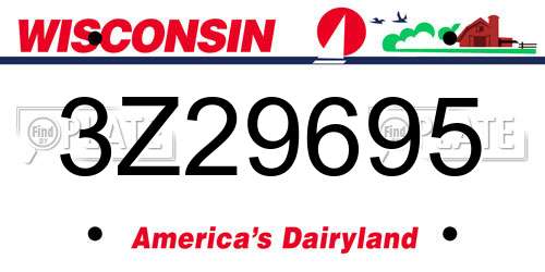 3Z29695 Wisconsin License Plate