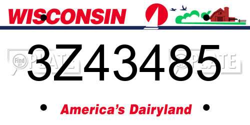 3Z43485 Wisconsin License Plate