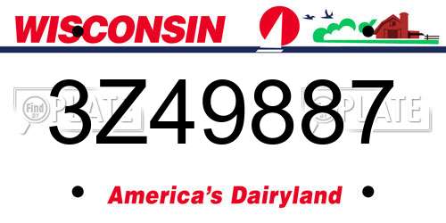 3Z49887 Wisconsin License Plate
