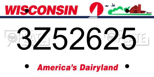 3Z52625 Wisconsin License Plate