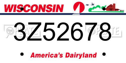 3Z52678 Wisconsin License Plate