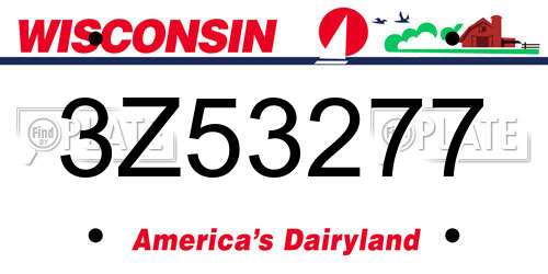 3Z53277 Wisconsin License Plate