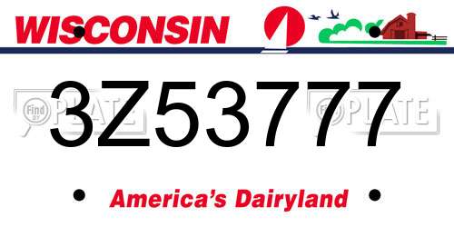 3Z53777 Wisconsin License Plate