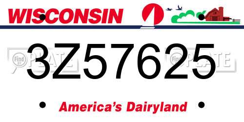 3Z57625 Wisconsin License Plate