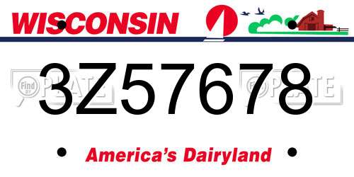 3Z57678 Wisconsin License Plate
