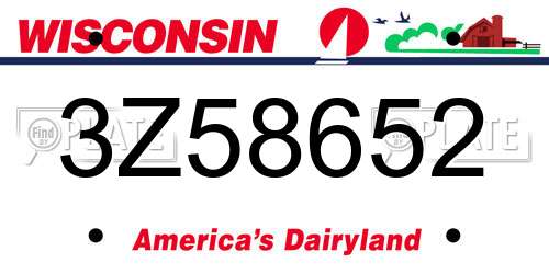 3Z58652 Wisconsin License Plate