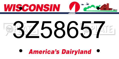 3Z58657 Wisconsin License Plate