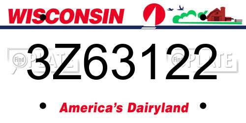 3Z63122 Wisconsin License Plate