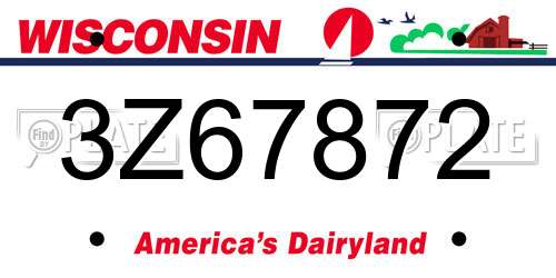 3Z67872 Wisconsin License Plate