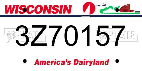 3Z70157 Wisconsin License Plate