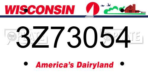 3Z73054 Wisconsin License Plate