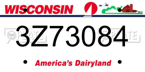 3Z73084 Wisconsin License Plate