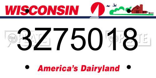 3Z75018 Wisconsin License Plate