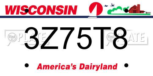 3Z75T8 Wisconsin License Plate