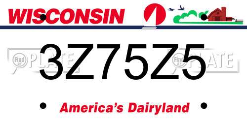3Z75Z5 Wisconsin License Plate