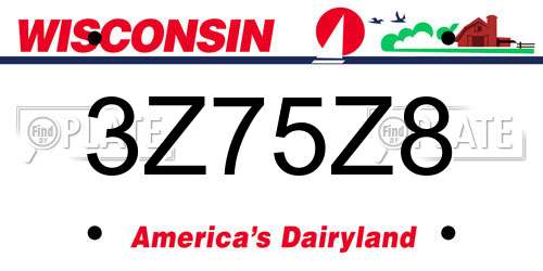 3Z75Z8 Wisconsin License Plate