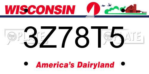3Z78T5 Wisconsin License Plate