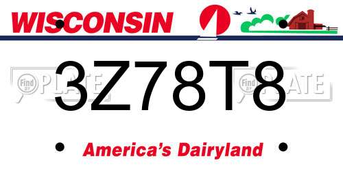 3Z78T8 Wisconsin License Plate