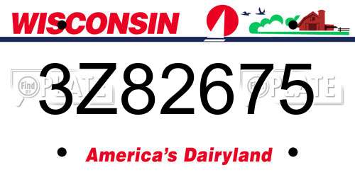3Z82675 Wisconsin License Plate