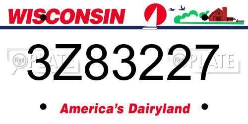 3Z83227 Wisconsin License Plate