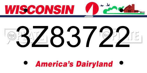 3Z83722 Wisconsin License Plate