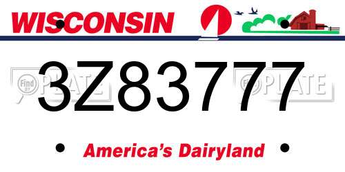 3Z83777 Wisconsin License Plate