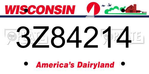 3Z84214 Wisconsin License Plate