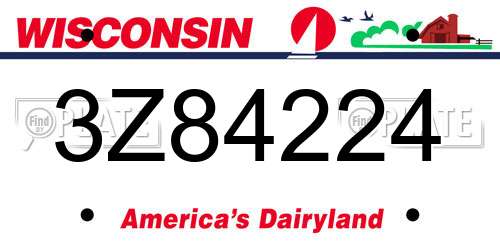 3Z84224 Wisconsin License Plate