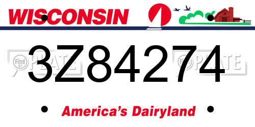 3Z84274 Wisconsin License Plate