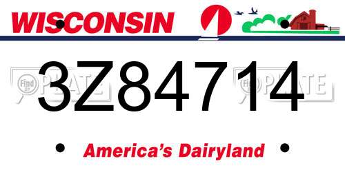 3Z84714 Wisconsin License Plate