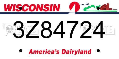 3Z84724 Wisconsin License Plate