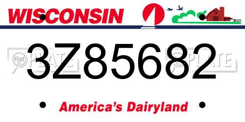3Z85682 Wisconsin License Plate