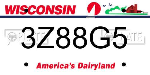 3Z88G5 Wisconsin License Plate